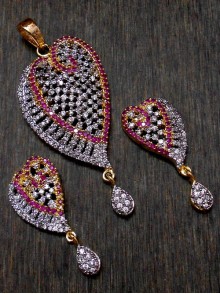 CZ Pendant With Earrings